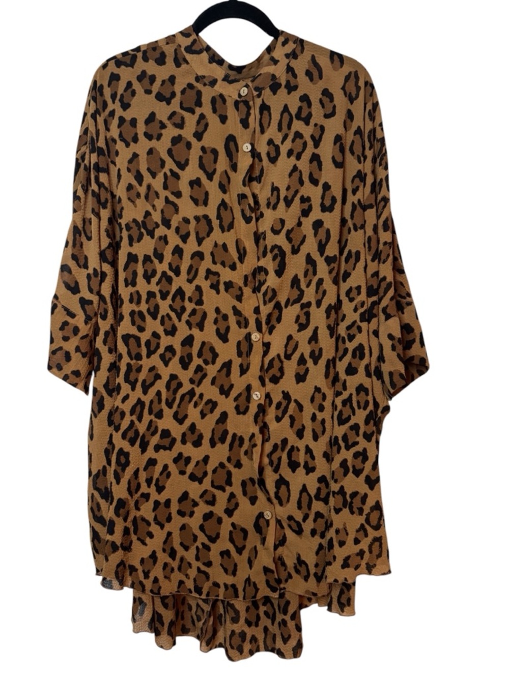 Free People Intimately "Wake Up" Leopard Print Oversized Tunic Shirt Size Large